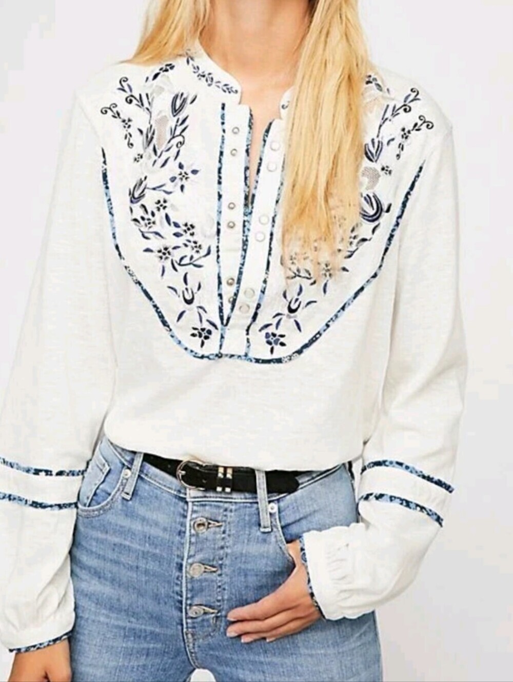 Free People Sundance Kid Henley Western Shirt